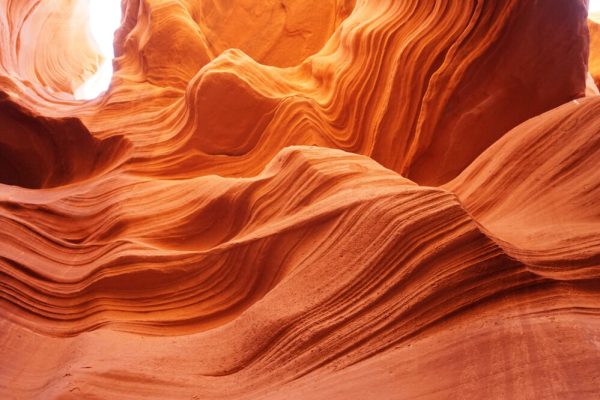 A closeup shot of beautiful sandstone formations on Antelope Canyon in Arizona